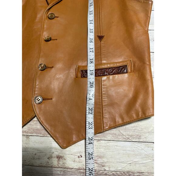 Larry Mahan Vintage Leather Vest Snakeskin Western Men's Size 42 Brown 1970 Soft - Picture 9 of 10
